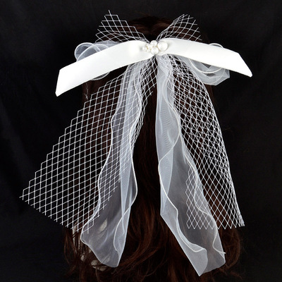 bride Sweet white Satin bow Hairpin Headdress Japan and South Korea wedding Jacobs banquet Hairdressing
