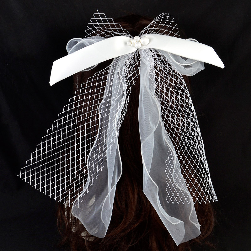 bride Sweet white Satin bow Hairpin Headdress Japan and South Korea wedding Jacobs banquet Hairdressing