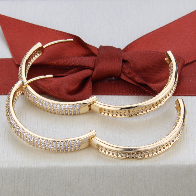 Simple  Gold-plated Zircon Earrings display picture 7