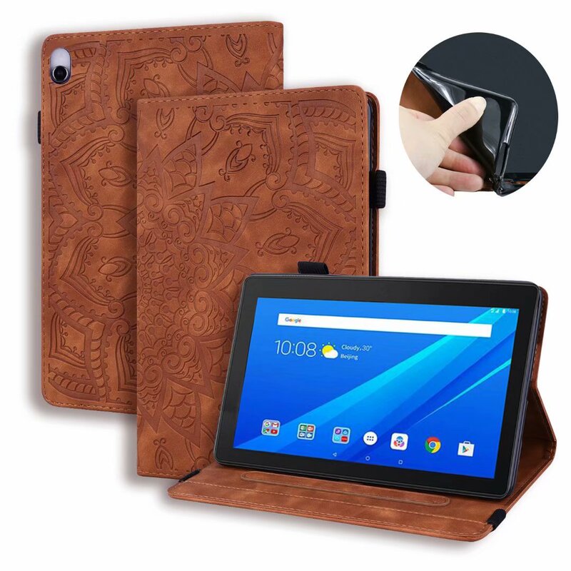 Suitable for Lenovo M10 3Rd Generation Tablet Tab M8 4Th Generation Calf Pattern Card Holder Leather Case