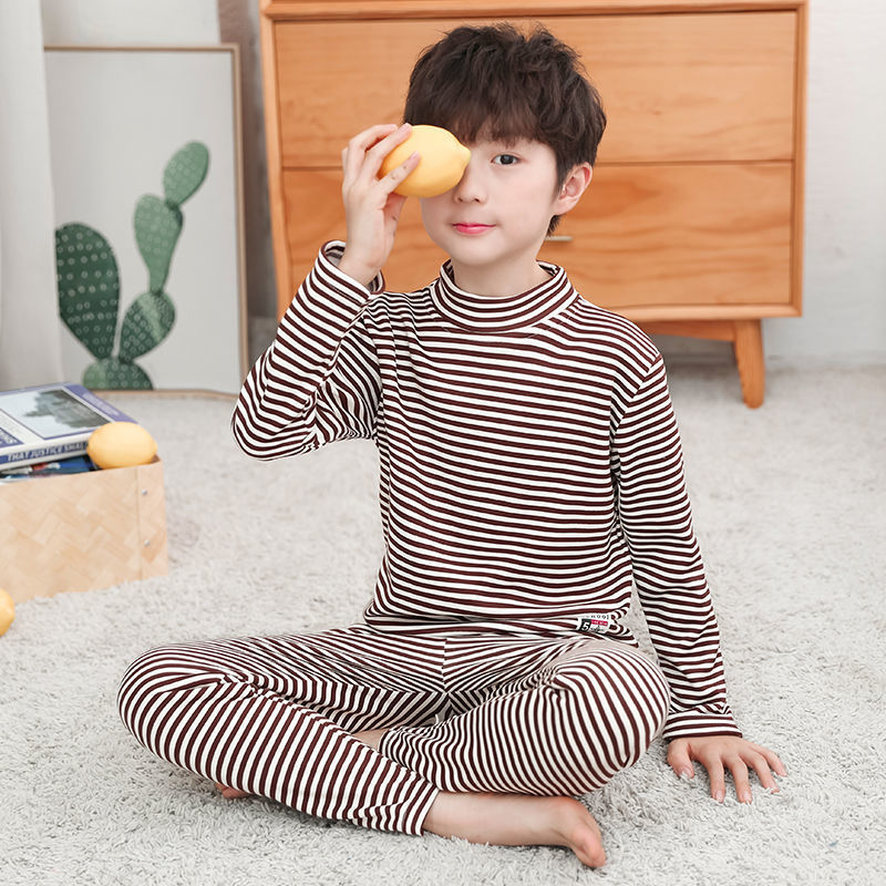 소년 소녀를위한 원피스 홈 의류 기모 두꺼운 어린이 잠옷 겨울 어린 소년 세트 2020 새로운 유행