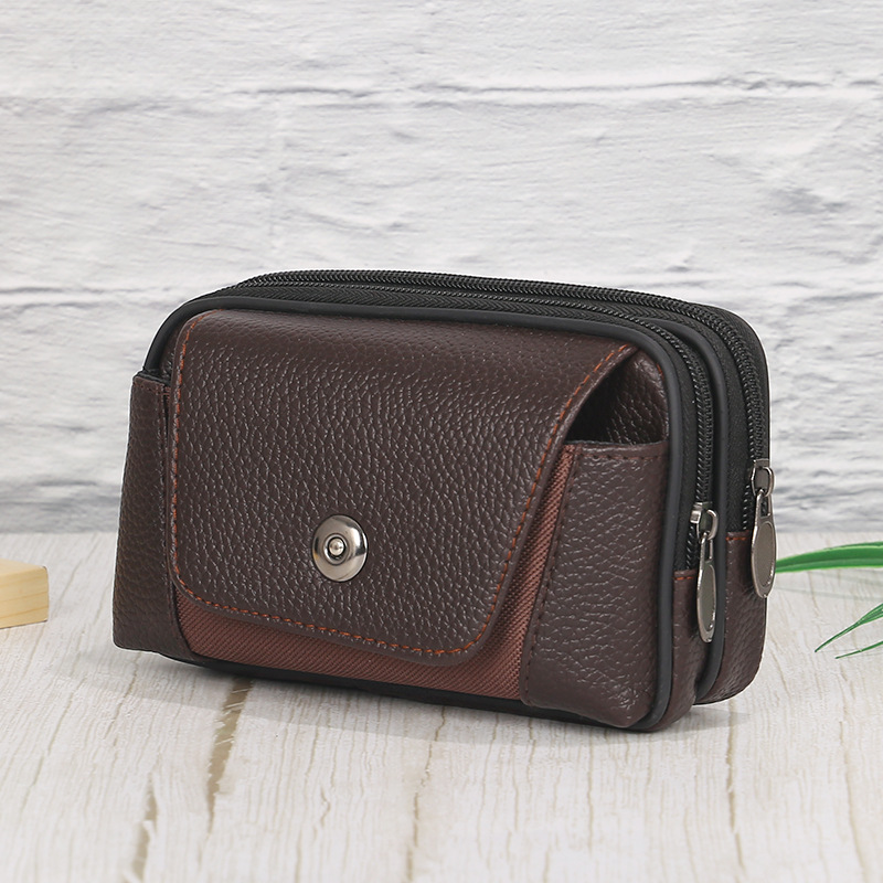 New Horizontal Vertical Mobile Phone Bag Men's Multi-Functional Leather Belt Mobile Phone Set Creative Mobile Phone Bag Gift Customization undefined