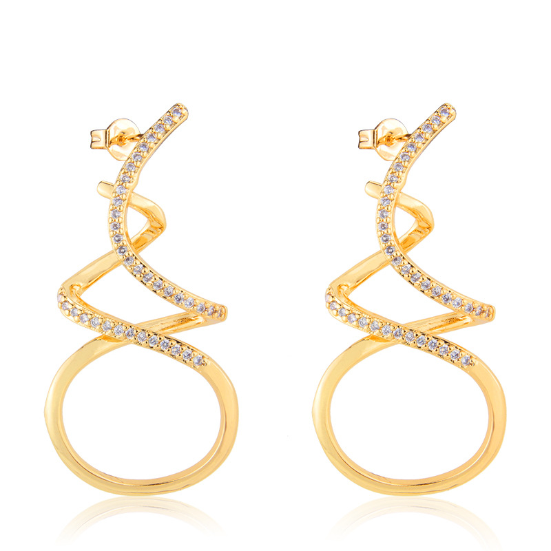 simple goldplated zircon winding earringspicture1