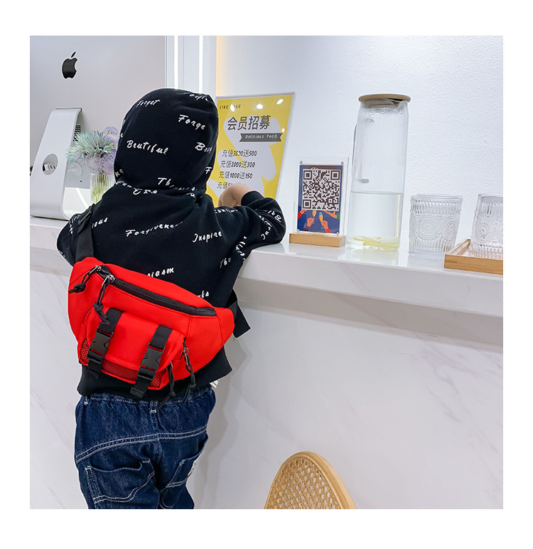 Enfants Grande Toutes Les Saisons Toile Couleur Unie Mode Ouvert Sac Banane display picture 1