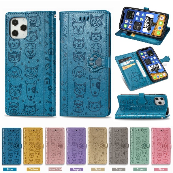 For IPHONE12 MINI 11PRO MAX XR X 876 NOTE20S20FE press cat dog leather case For IPHONE12 MINI 11PRO MAX XR X 876 NOTE20S20FE press cat dog leather case