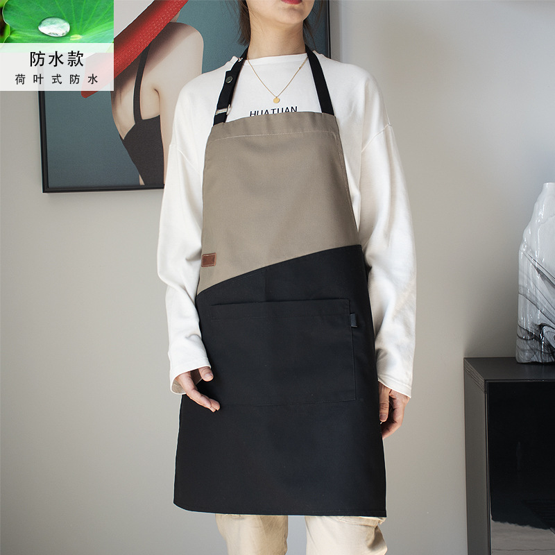Delantal de la cocina del hogar camarero lona Ropa Trabajo moda hombres impermeable corte cintura Impresión logotipo personalizado