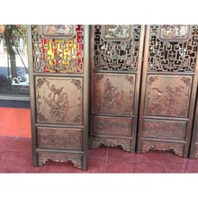 老挝大红酸枝交趾黄檀折叠镂雕花鸟屏风隔厅屏围屏明清红木家具