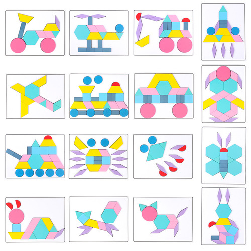 Children's wooden 180-piece creative puzzle baby early education versatile three-dimensional state tangram puzzle toy puzzle