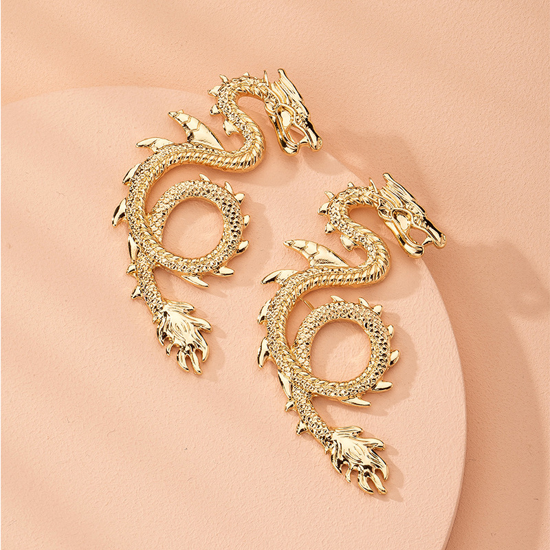 Retro Exaggerated Snake-shaped Dragon-shaped Fashion Creative Earrings Wholesale Nihaojewelry display picture 12