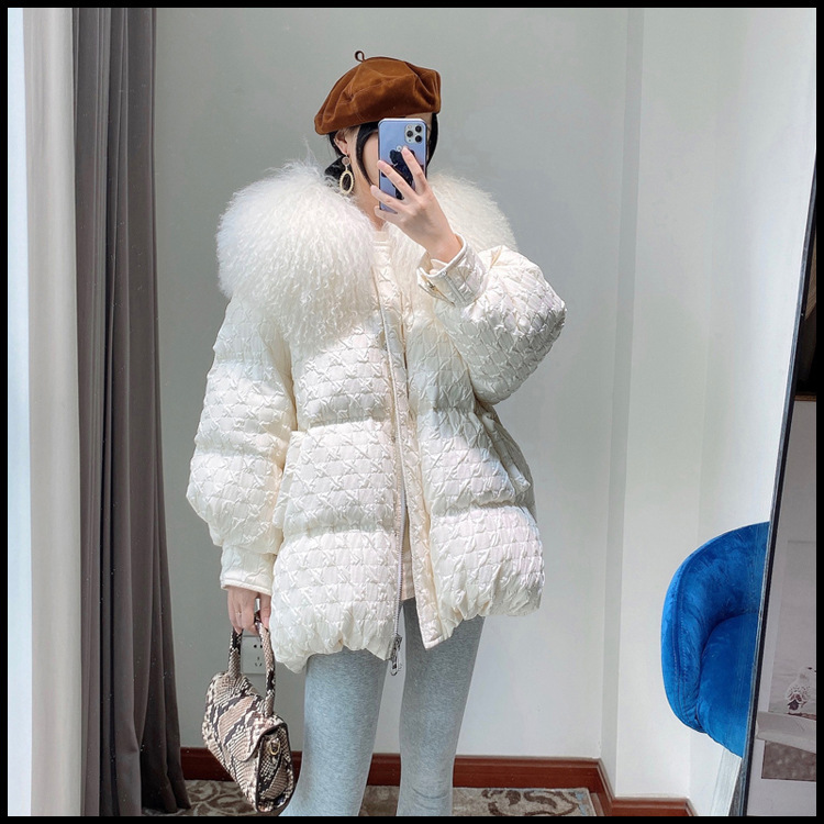 韩国东大门大毛领羽绒服女2020年冬季中长款时尚宽松加厚保暖外套|ru