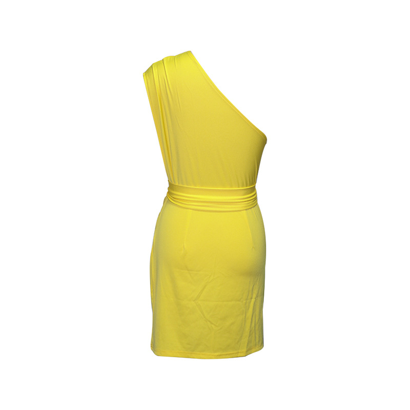 Spot spring nuevo vestido sexy de un solo hombro de color sólido de moda de estilo caliente NSLAI56847