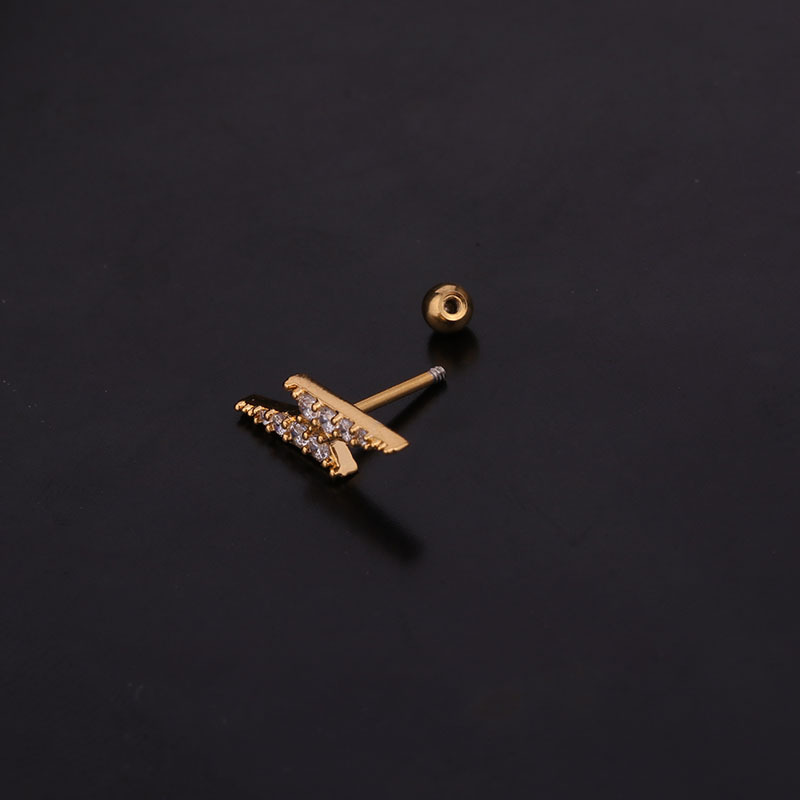 Ear Cartilage Rings & Studs Lady Geometric 316 Stainless Steel  Copper Inlaid Zircon display picture 9