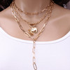 Accessory, fashionable chain with tassels heart-shaped, universal necklace, European style