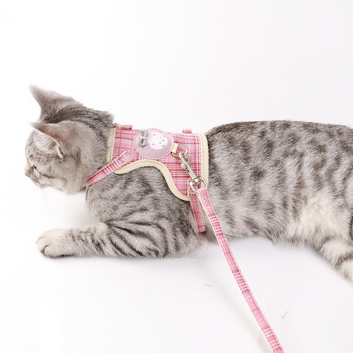Direct Supply Manufacturer New Cartoon Cotton Cat Harness Leash Anti-Uproot Cat Leash Walking Rope