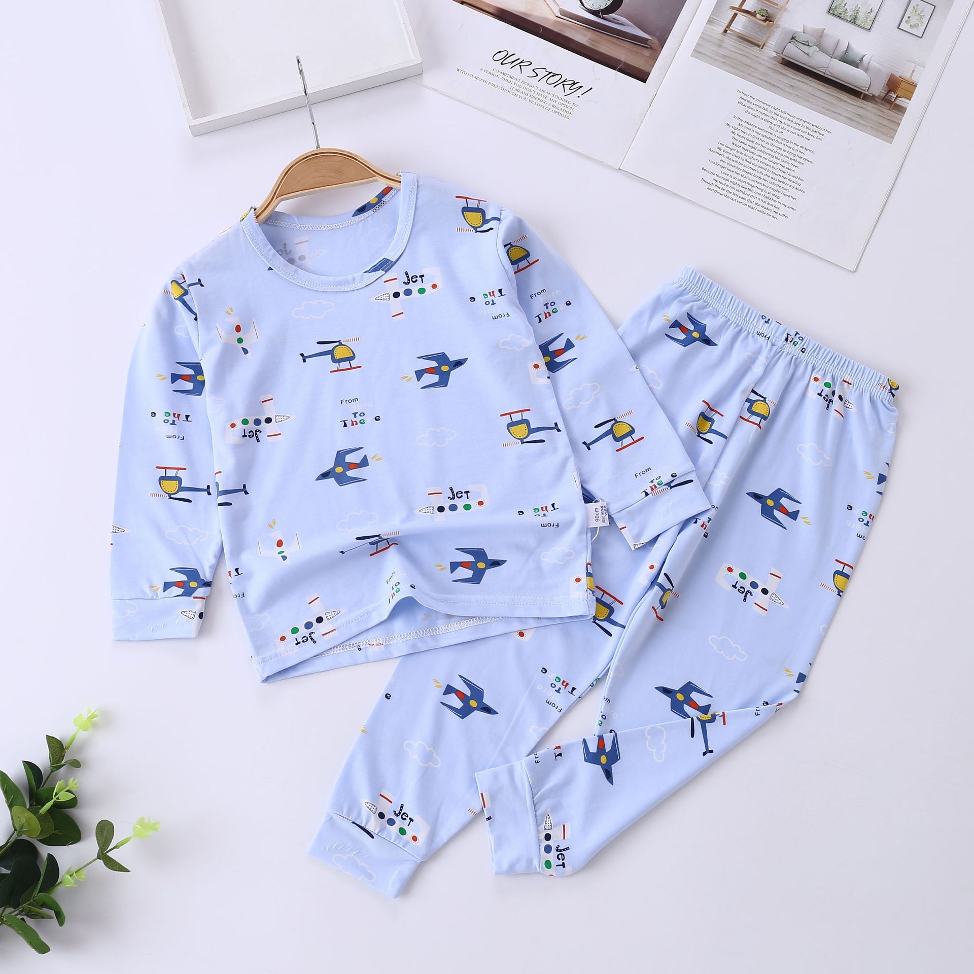 children Iceland Cotton pajamas men and women summer Underwear Home Furnishings leisure time suit Thin section Big boy A summer Air conditioning service