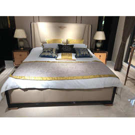 新款欧式轻奢双人床 床型号F12卧室榉木床 床厂家批发