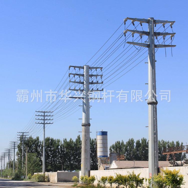 法兰连接电力钢杆 三回路钢制电力杆 输电钢杆 耐张钢管杆打桩