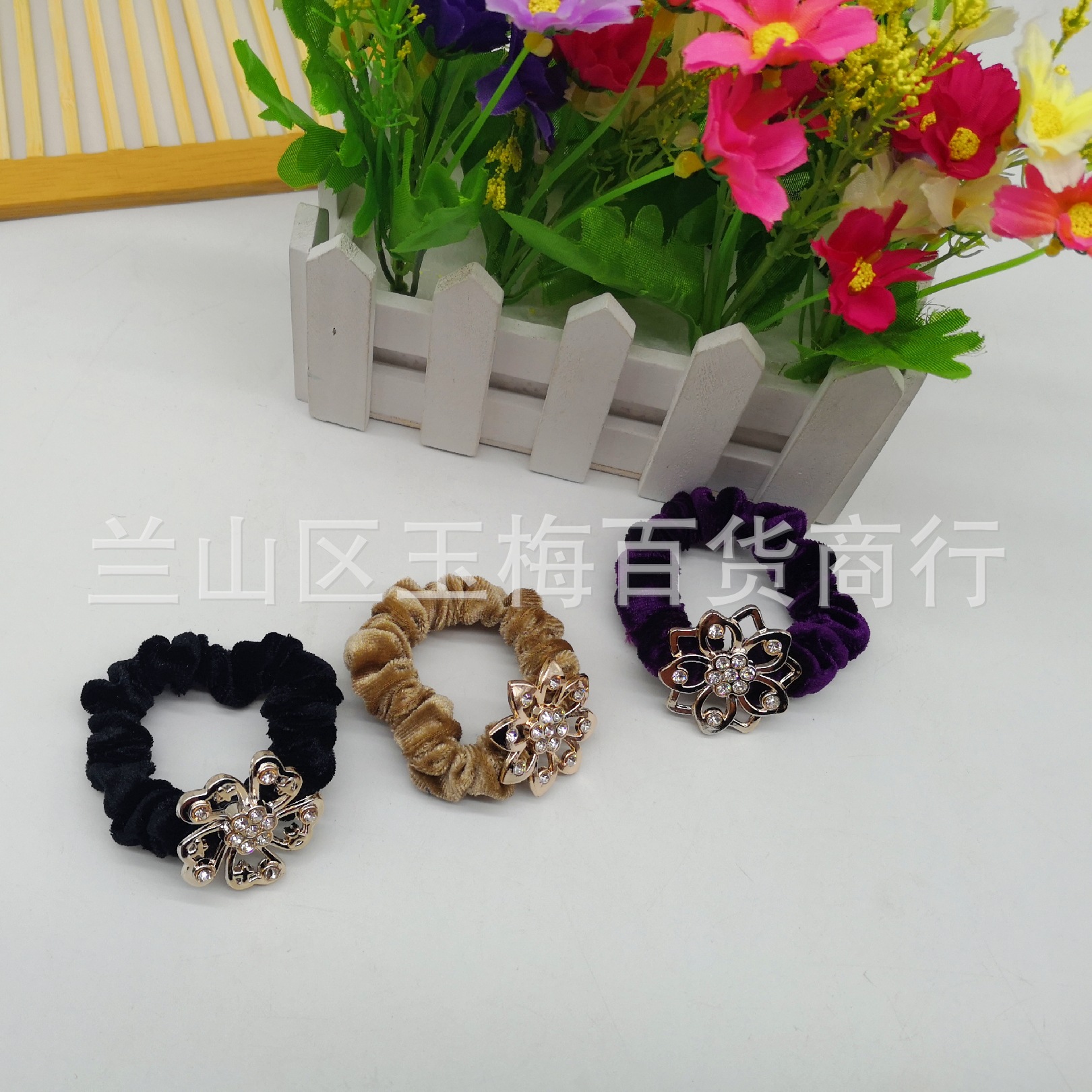 Ligas para el cabello de terciopelo con diamantes