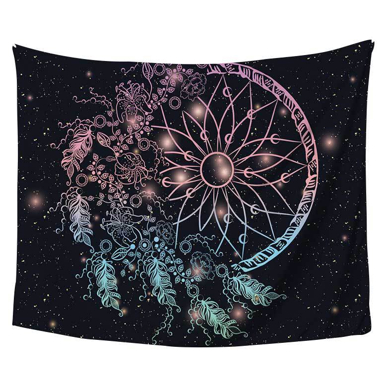 定制欧美捕梦网羽毛挂毯挂布背景布 ins卧室房间装饰布挂毯