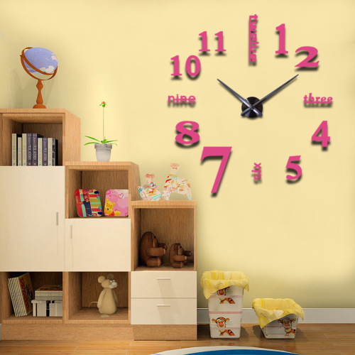 DIY Simple Living Room Wall Clock Art Clock Personalized 3D Large Clock Large Size Wall Clock Creative Home Decor Wall Sticker Clock