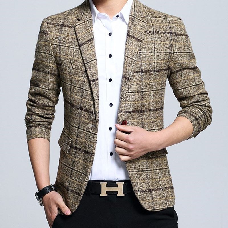 Men big size suits knitted casual jacket...