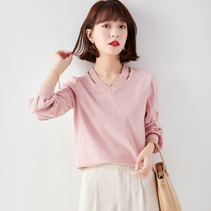 Temperament V-neck loose Pullover