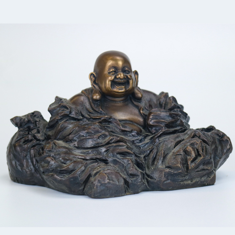 黄铜摆件招财弥勒佛小号工艺家居摆件办公桌书房案台黄铜摆件纯铜|ms