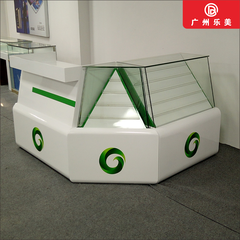 源头厂家专业定制时尚木质烤漆烟酒柜转角香烟展示柜一体式收银台