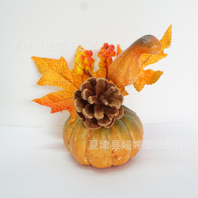 仿真秋天装饰万圣节日门楣室内秋季产品南瓜插枝小树枝枫叶|ms