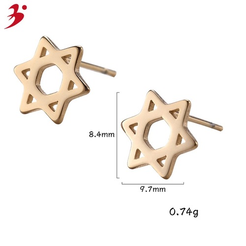Factory Direct Sales Stainless Steel Personality Six-pointed Star Earrings Star Earring Simple and Personalized in Internet Famous Korean and Japanese Style Accessories 