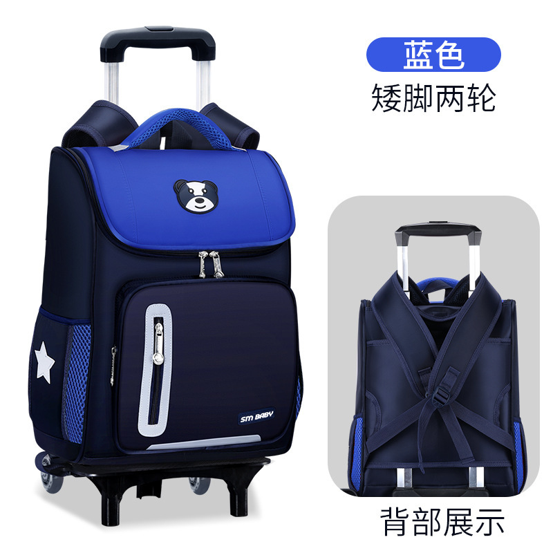 Fábrica de la escuela primaria estudiante carretilla mochila personalizada de tres ruedas de seis ruedas desmontable de doble uso escalera escalada personalizada impresa LOGO