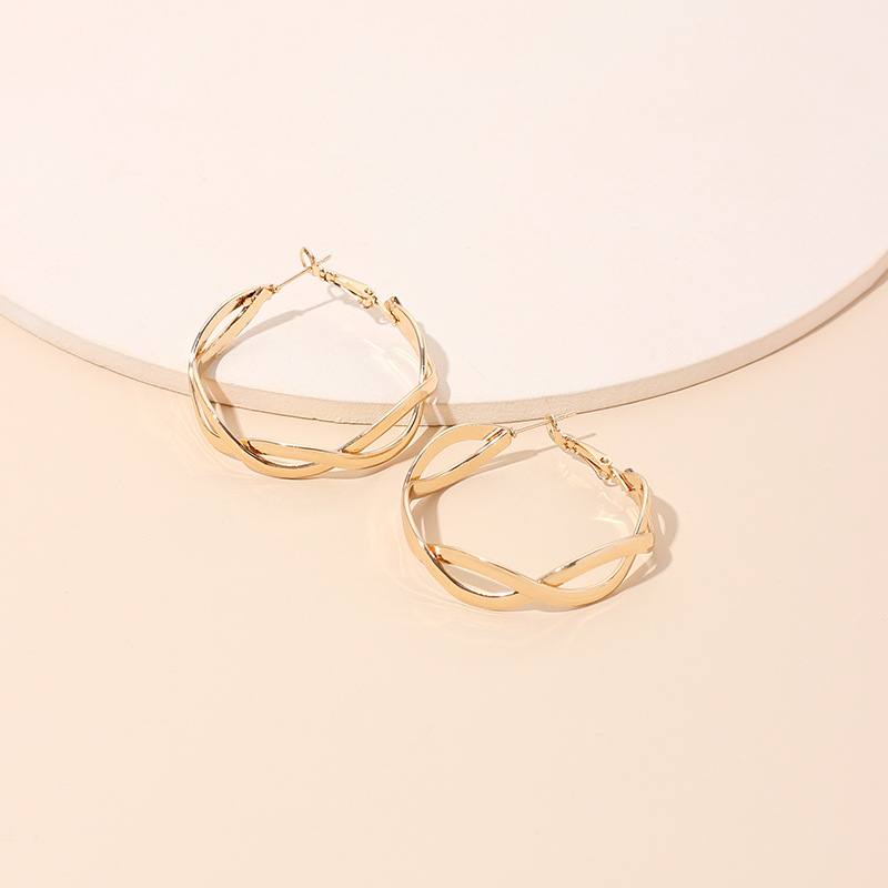14g Weight Earrings Classification Wedding, Birthday Occasion Geometric Pattern Women'S Gender Gold, Silver Color New Ladies Geometric Big Circle Earrings Wholesale Nihaojewelry 3