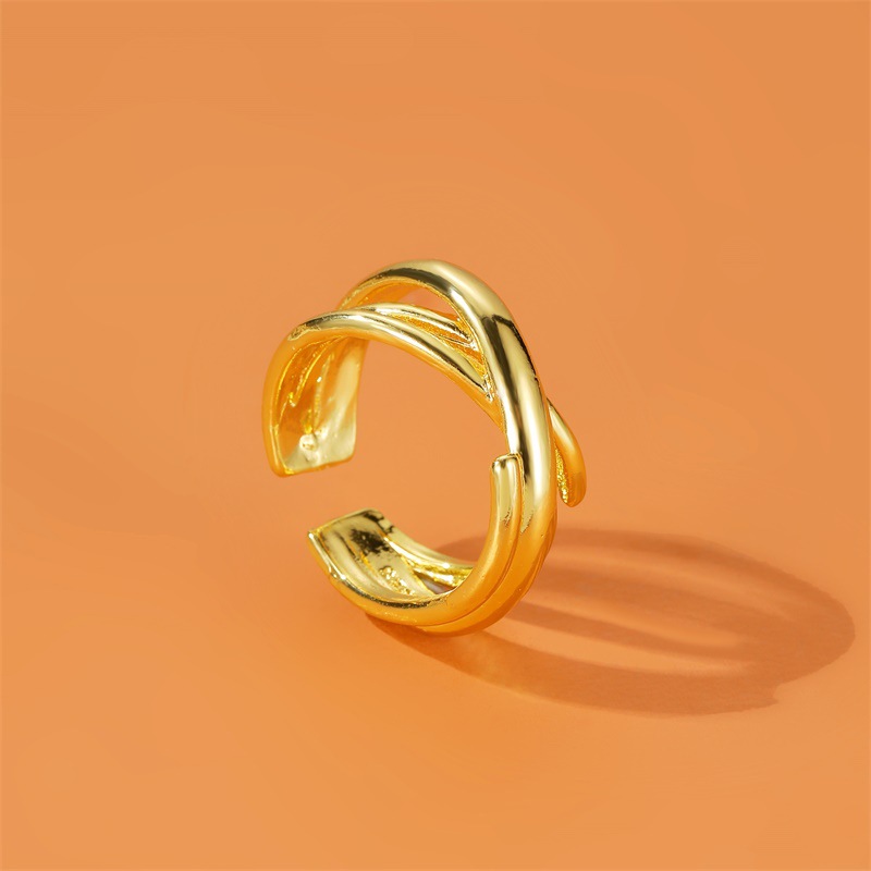 Europäische Und Amerikanische Persönlichkeit Internet-promi-kreuz Ring Mode Metall Mehr Schicht Iger Geometrischer Ring Retro Offener Paar Ring Weiblich display picture 4