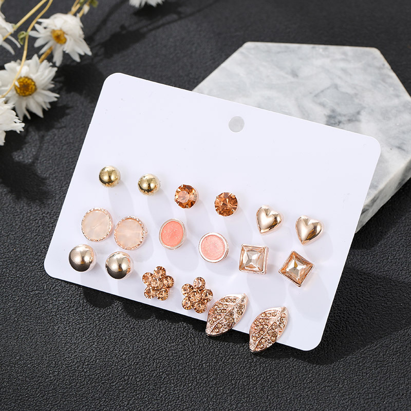 Geometric Plating Alloy Artificial Gemstones Earrings Ear Studs display picture 15