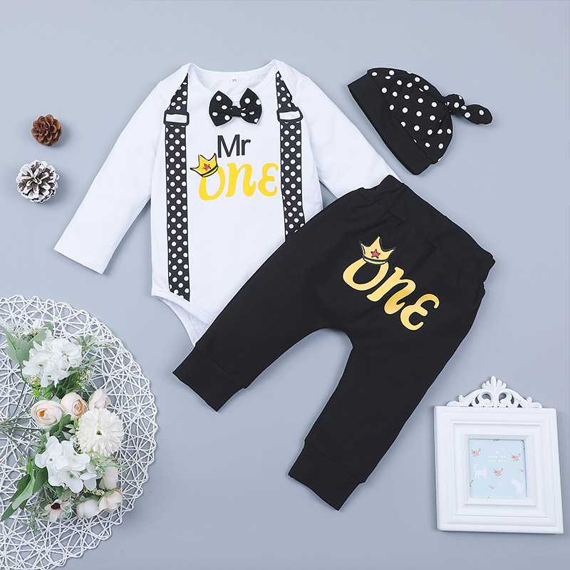 Hot-selling Children's Clothing Isn't Two-piece Baby British Hat Romper Long-sleeved Trousers Suit display picture 2
