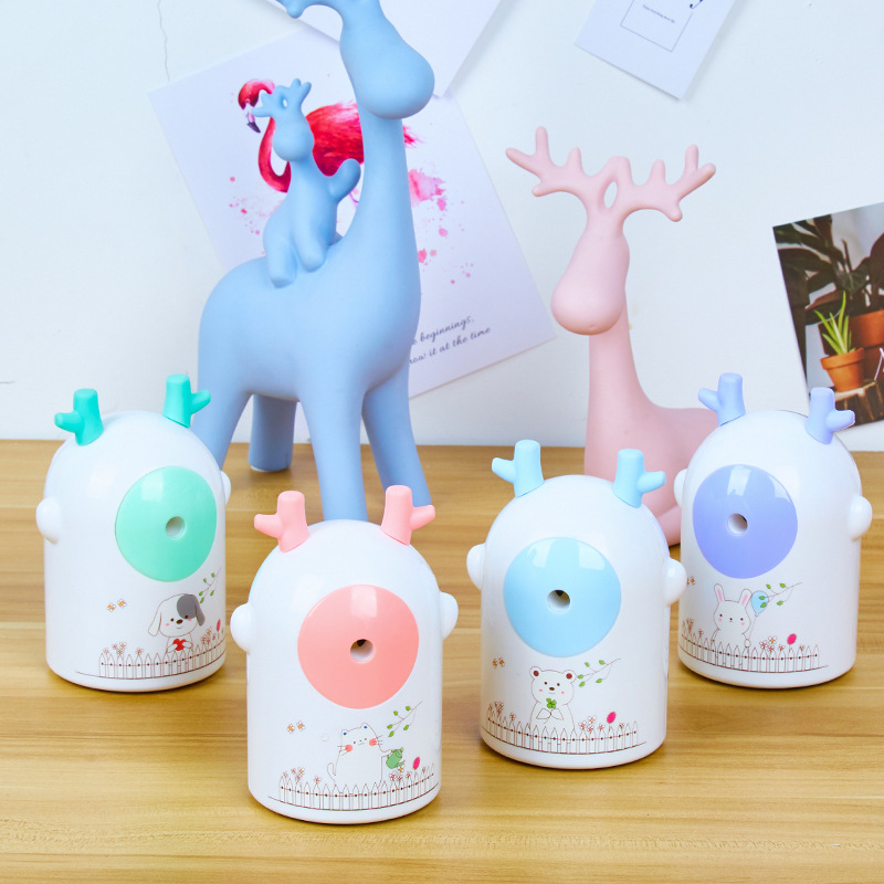 7807 pequeños renos automática pluma sacapuntas simple dibujos animados mano sacapuntas moda papelería creativa