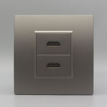 深灰色86型高清多媒体插座双口母对母HDMI直插电脑显示器接口面板