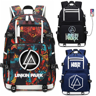 linkin park Lincoln park schoolbag men's and women's backpack middle school student schoolbag South Korea ulzzang luminous