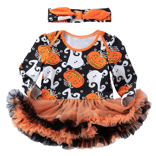 Baby onesie Halloween baby dress autumn winter long-sleeved Hairy dress 02 years old girl Halloween party dress