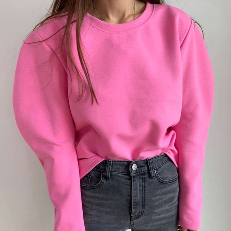 現貨韓國東大門女裝2020秋季新款INS超火圓領寬松泡泡袖時尚衛衣