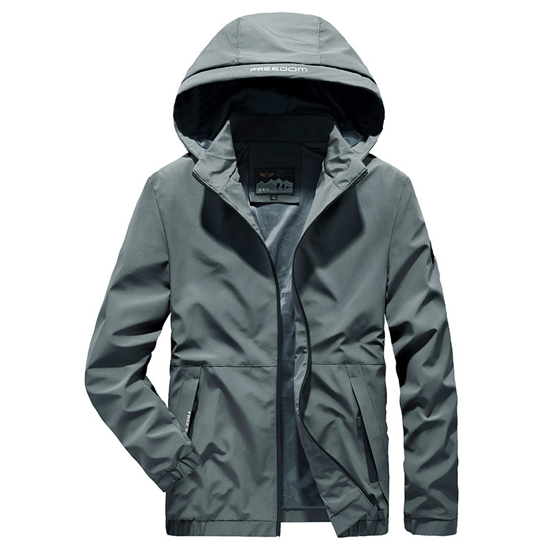 Chaqueta casual transfronteriza para hombres al por mayor primavera y otoño delgada y suelta con capucha de mediana edad de secado rápido abrigo de papá
