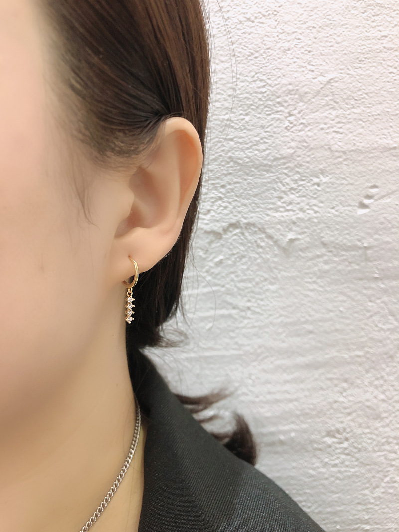 Mode Géométrique Argent Sterling Incruster Zircon Boucles D'oreilles Pendantes 1 Paire display picture 6