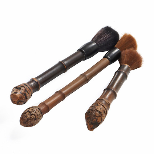 Handmade carbonized bamboo root pot brush, non-shedding teapot brush, tea ceremony accessories plate brush, factory direct sales and dropshipping