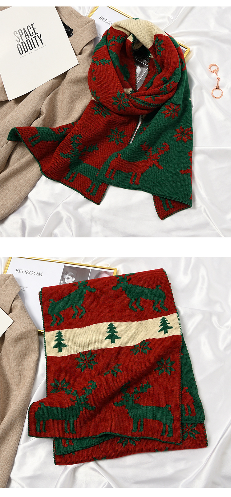 Weihnachtsschal Für Mädchen, Gestrickter Winter-wollschal, Festlich_voghion.com
