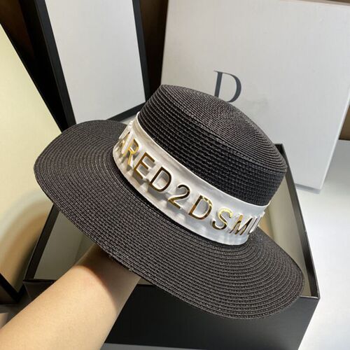  Spring New Solid Color Grass Hat, Fashion Korean Style, Versatile Sunshade and Sun Protection Gift Hat, Beach and Sand Hat