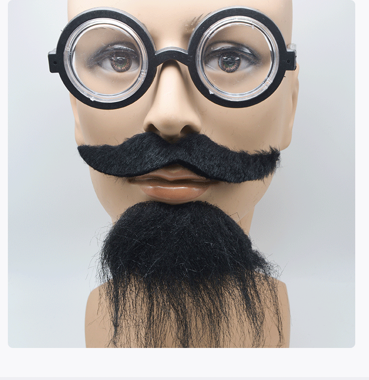 Cross-border Halloween costume simulation beard stickers, funny glasses beard, birthday party decoration, plush beard props detail image 6
