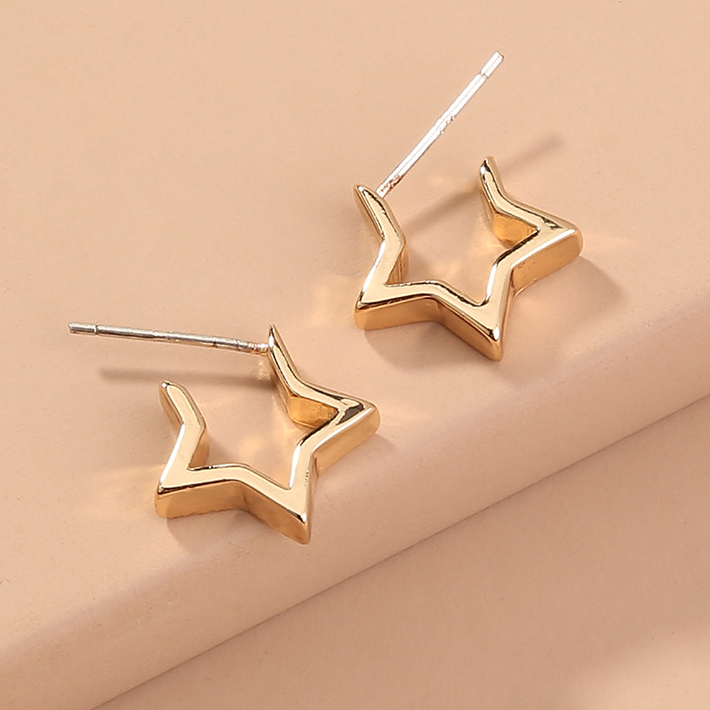 Simple Five-pointed Star Earrings Wholesale display picture 2