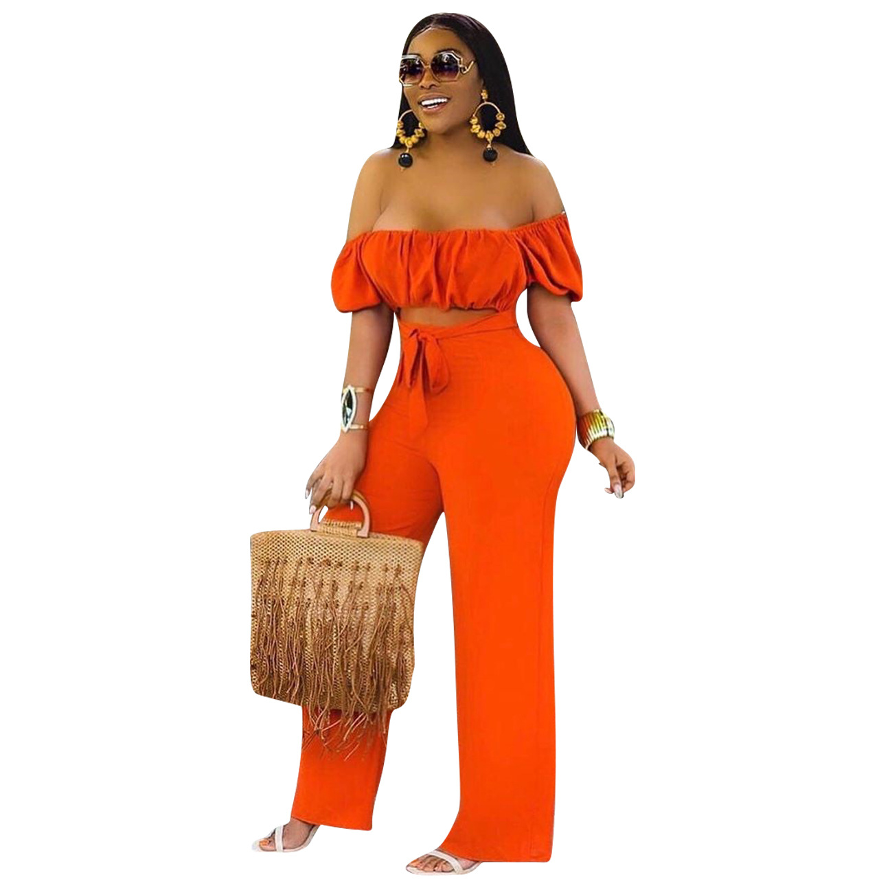 solid color one-shoulder wide-leg jumpsuit Nihaostyles wholesale clothing vendor NSYDF73376