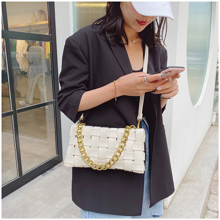 Simple Women'S Bag Versatile Chain Single Shoulder Messenger Bag Woven Small Square Bag In Summer