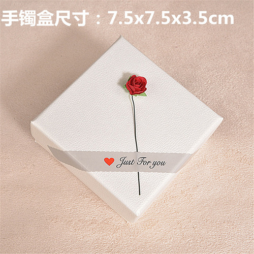 Creative rose appliqué jewelry box bag Shamian heaven and earth cover paper box jewelry pendant ring earrings white crystal packaging